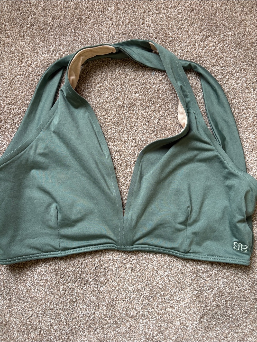 Albion Halter Bikini Top in Olive